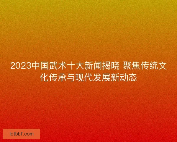 2023中国武术十大新闻揭晓 聚焦传统文化传承与现代发展新动态